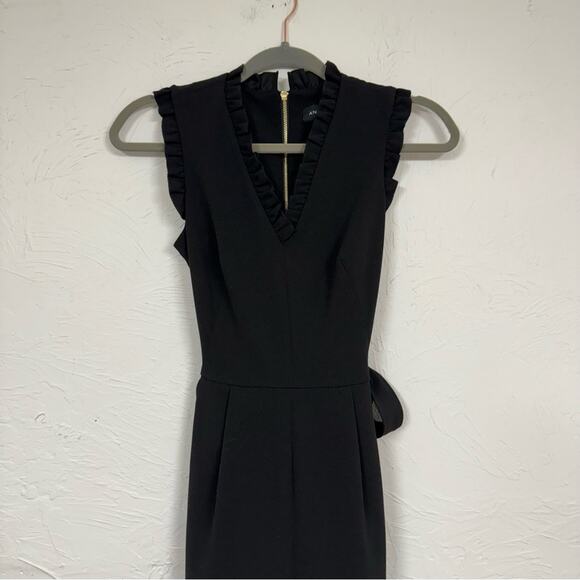 Andrew Marc Black Wide Leg Ruffled Jumpsuit Womens 4 Cropped Style - Picture 6 of 9